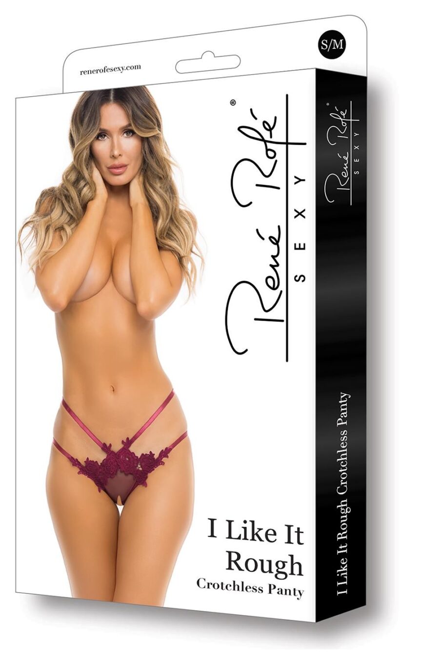 I LIKE IT ROUGH CROTCHLESS PANTY BURGUNDY M/L -