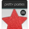 PRETTY PASTIES GLITTER STARS RED SILVER 2 PAIR