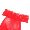 Ολόσωμο καλσόν SUBBLIME - FISHNET AND LACE CROTCHLESS BODYSTOCKING WITH HIGH NECK RED ONE SIZE