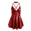 Φόρεμα SUBBLIME - 955397 DRESS WITH BURGUNDY LEATHER STRAPS
