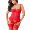 Κορσές Amorable by Rimba - Basque Set (3 pieces) - Red