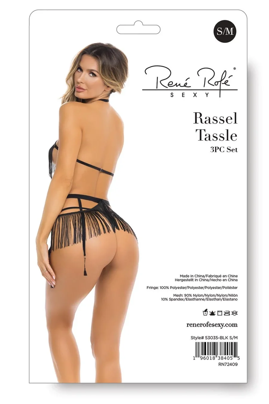 Σετ εσώρουχα RASSEL TASSLE 3PC SET BLACK S/M - RENE ROFE