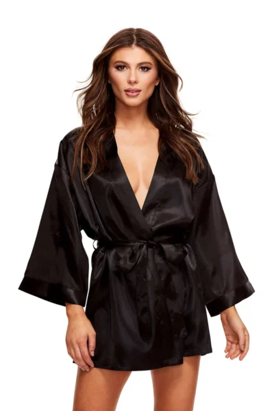 BACI ALL SATIN ROBE BLACK OS