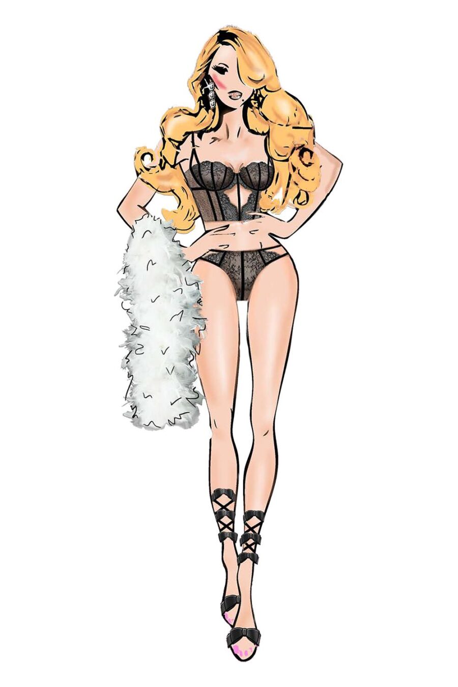 BOMBSHELL BOUDOIR STRAP 2PC SET BLACK L - Image 5