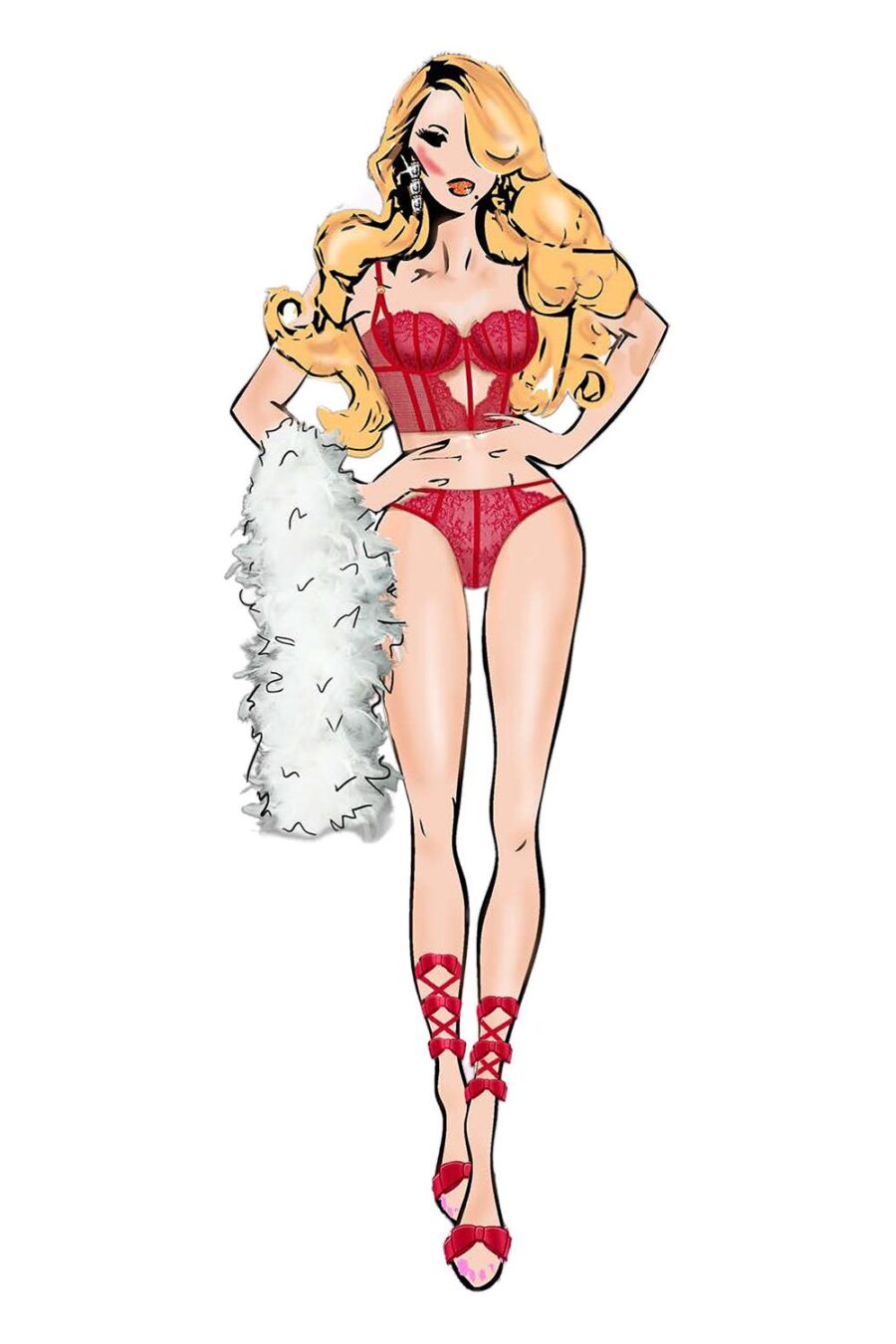 BOMBSHELL BOUDOIR STRAP 2PC SET RED S - Image 3