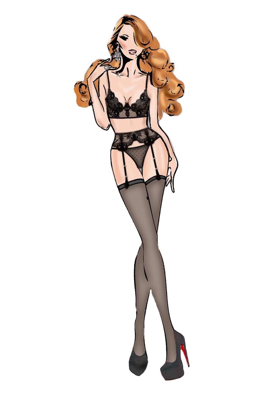 BOMBSHELL BOUDOIR PEEK A BOO WIRE 3PC SET BLACK L - Image 4