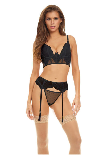 Σετ εσώρουχα Bombshell Boudoir Peek A Boo Wire 3 Pc Set Black