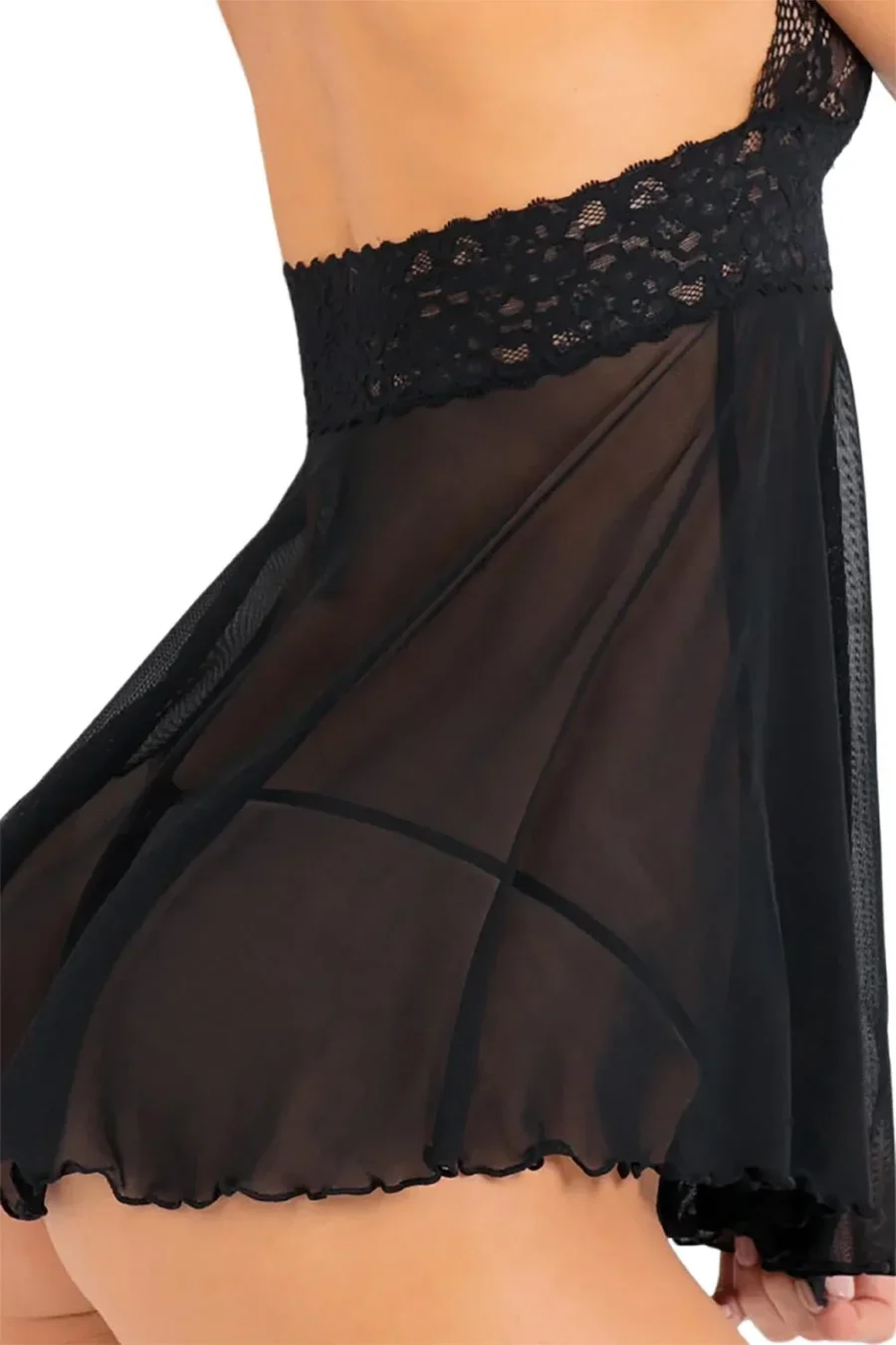 RENE ROFE 2PC LACE MESH HALTER BABYDOLL & STRING M - Image 4